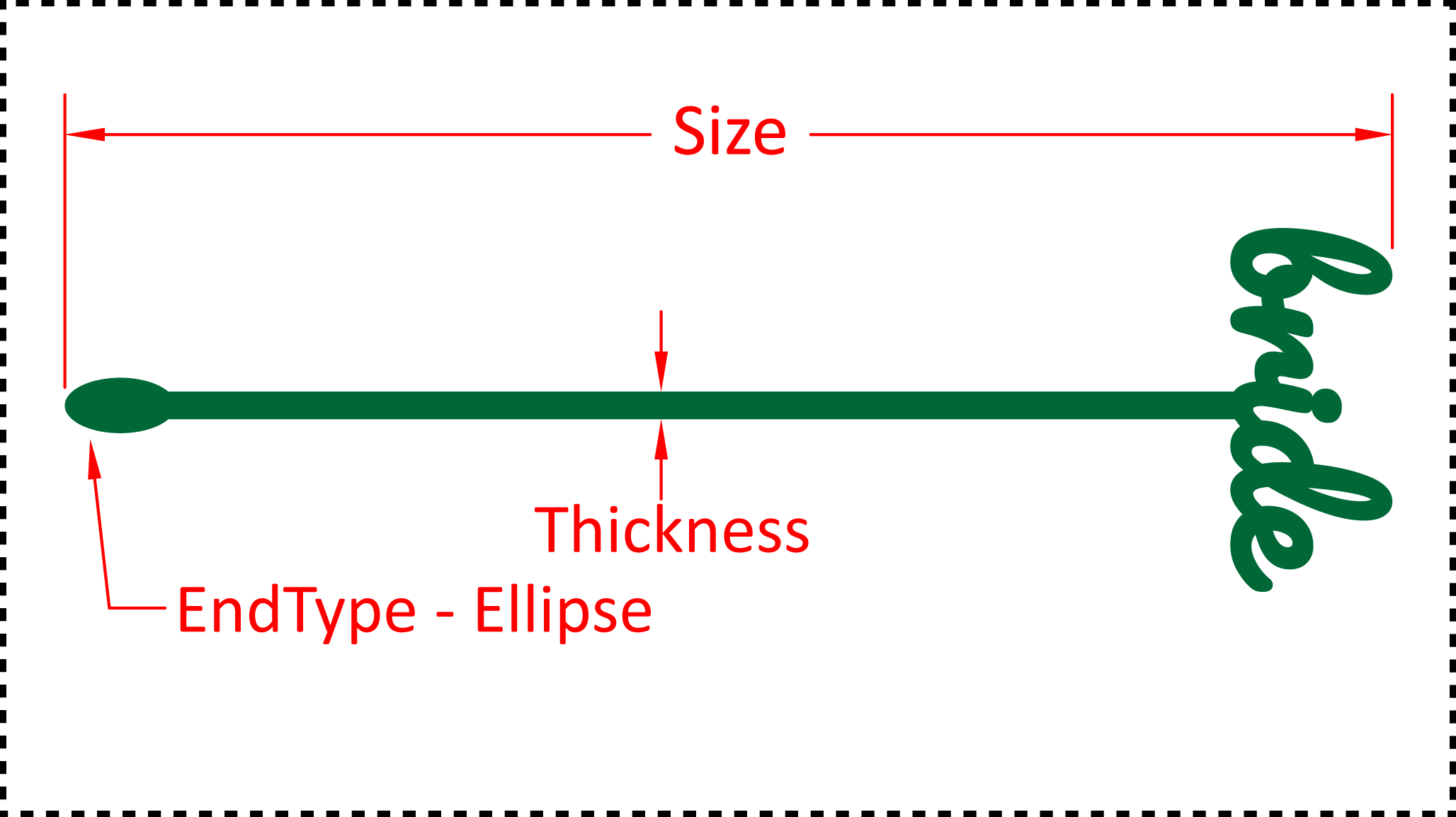 ••• Bride ••• You should cut these out of 1/8" acrylic. Size can be 4", 5", 6" or 7". A good value for thickness should be between 0.125" and 0.2". There are 3 different options for the EndType - Ball, Ellipse and None.
