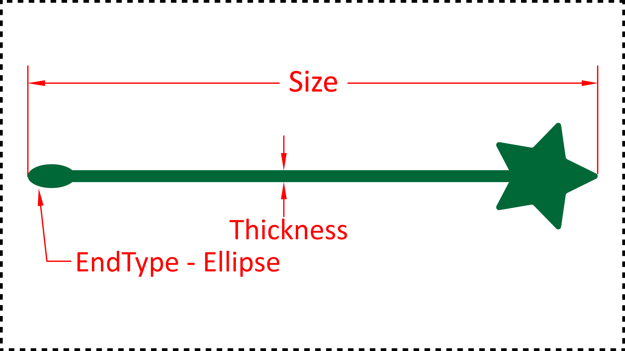 ••• Star ••• You should cut these out of 1/8" acrylic. Size can be 4", 5", 6" or 7". A good value for thickness should be between 0.125" and 0.2". There are 3 different options for the EndType - Ball, Ellipse and None.