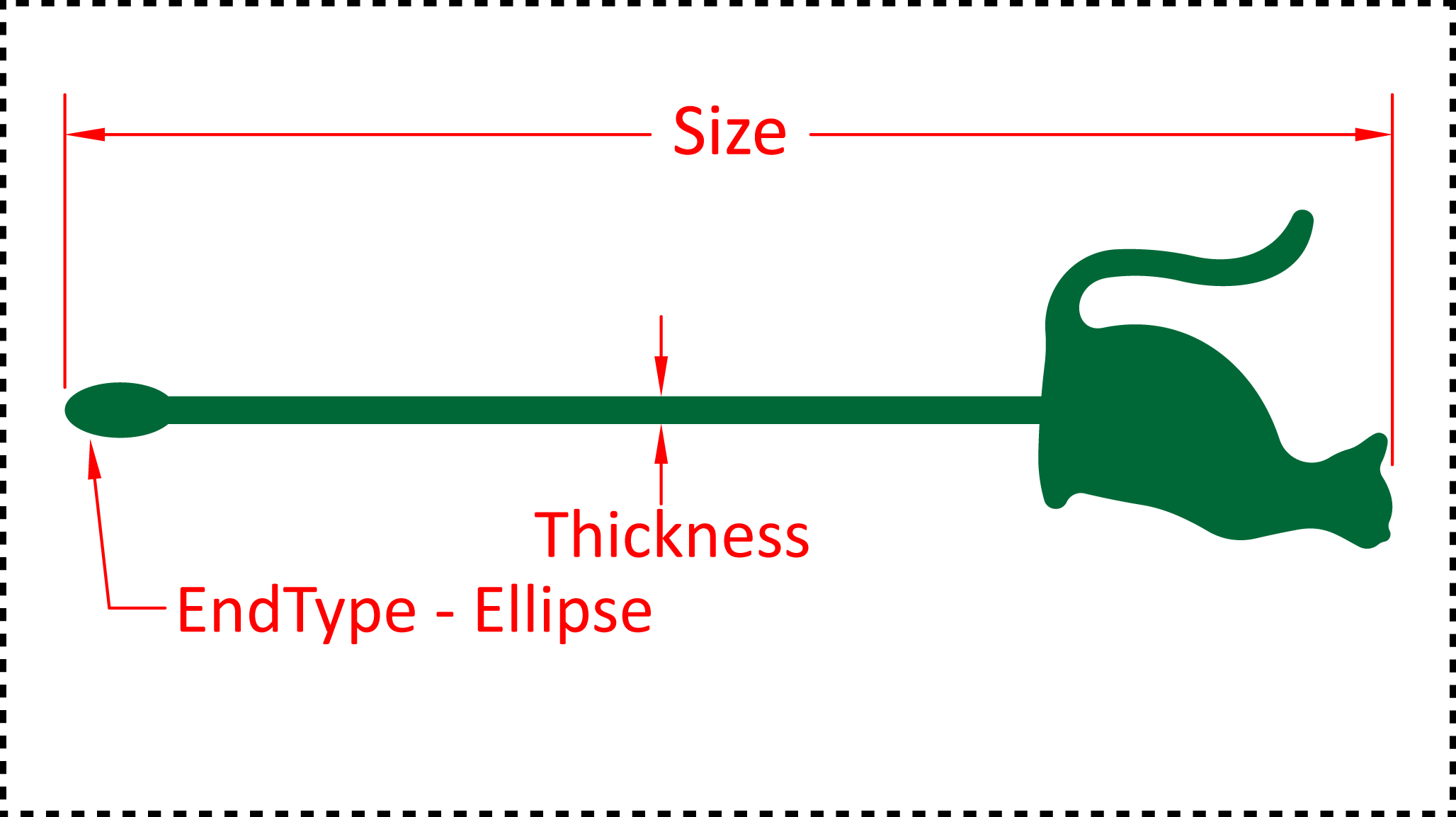 ••• Cat ••• You should cut these out of 1/8" acrylic. Size can be 4", 5", 6" or 7". A good value for thickness should be between 0.125" and 0.2". There are 3 different options for the EndType - Ball, Ellipse and None.