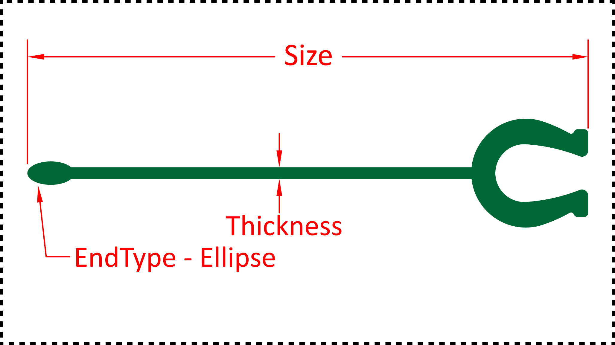 ••• HorseShoe ••• You should cut these out of 1/8" acrylic. Size can be 4", 5", 6" or 7". A good value for thickness should be between 0.125" and 0.2". There are 3 different options for the EndType - Ball, Ellipse and None.