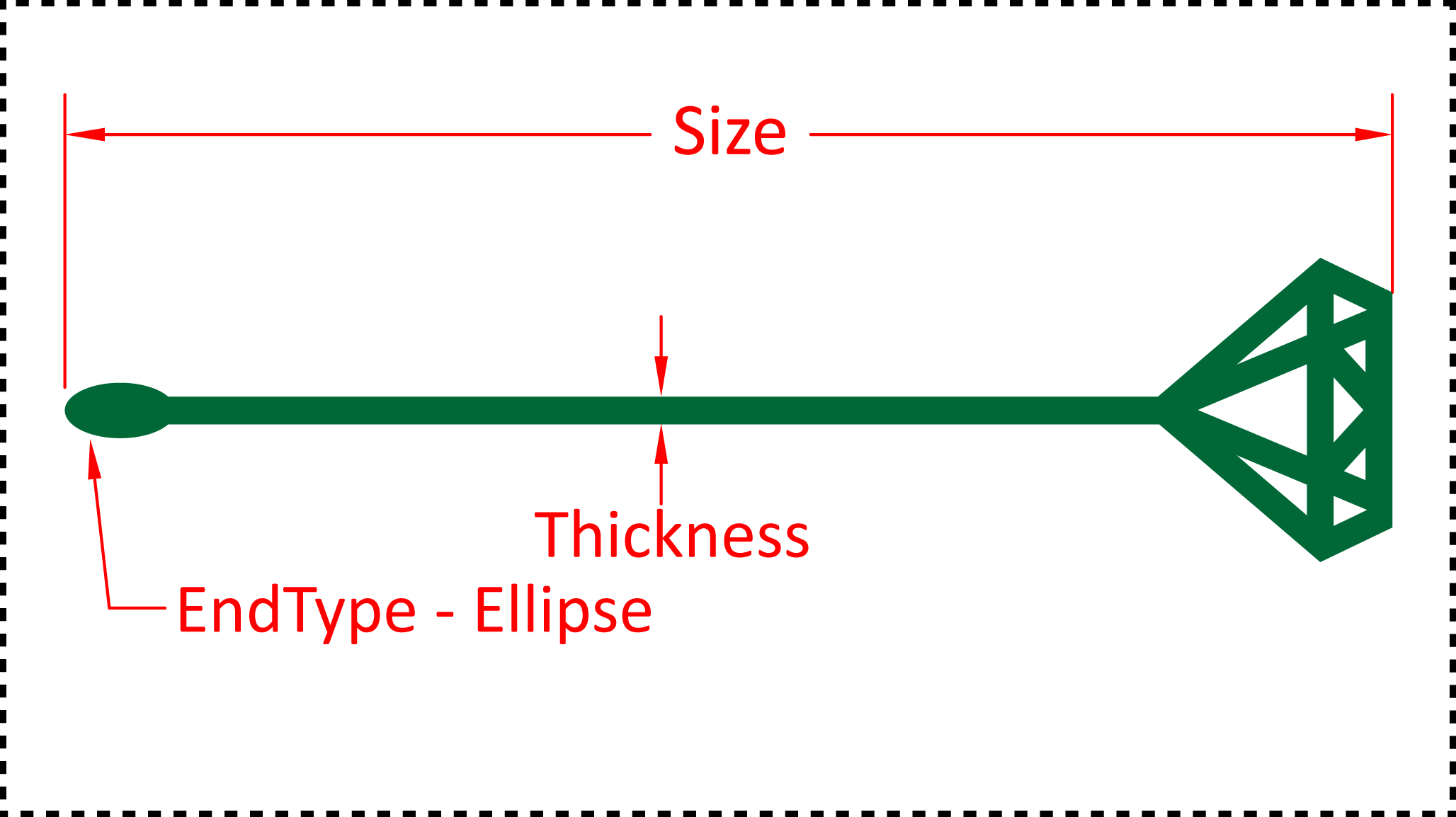 ••• Diamond ••• You should cut these out of 1/8" acrylic. Size can be 4", 5", 6" or 7". A good value for thickness should be between 0.125" and 0.2". There are 3 different options for the EndType - Ball, Ellipse and None.