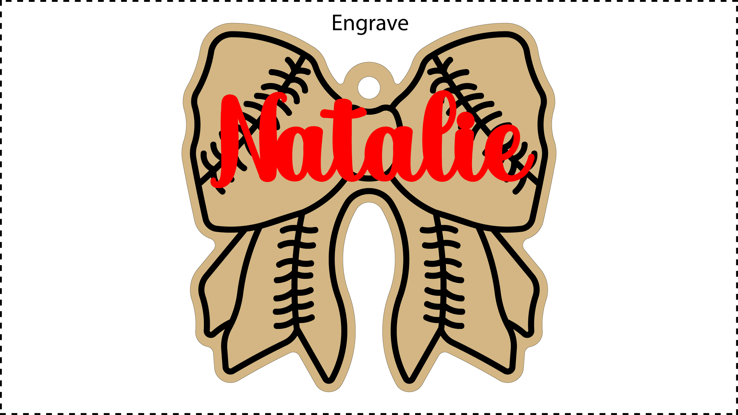 Baseball Bow Ribbon Bag Tag