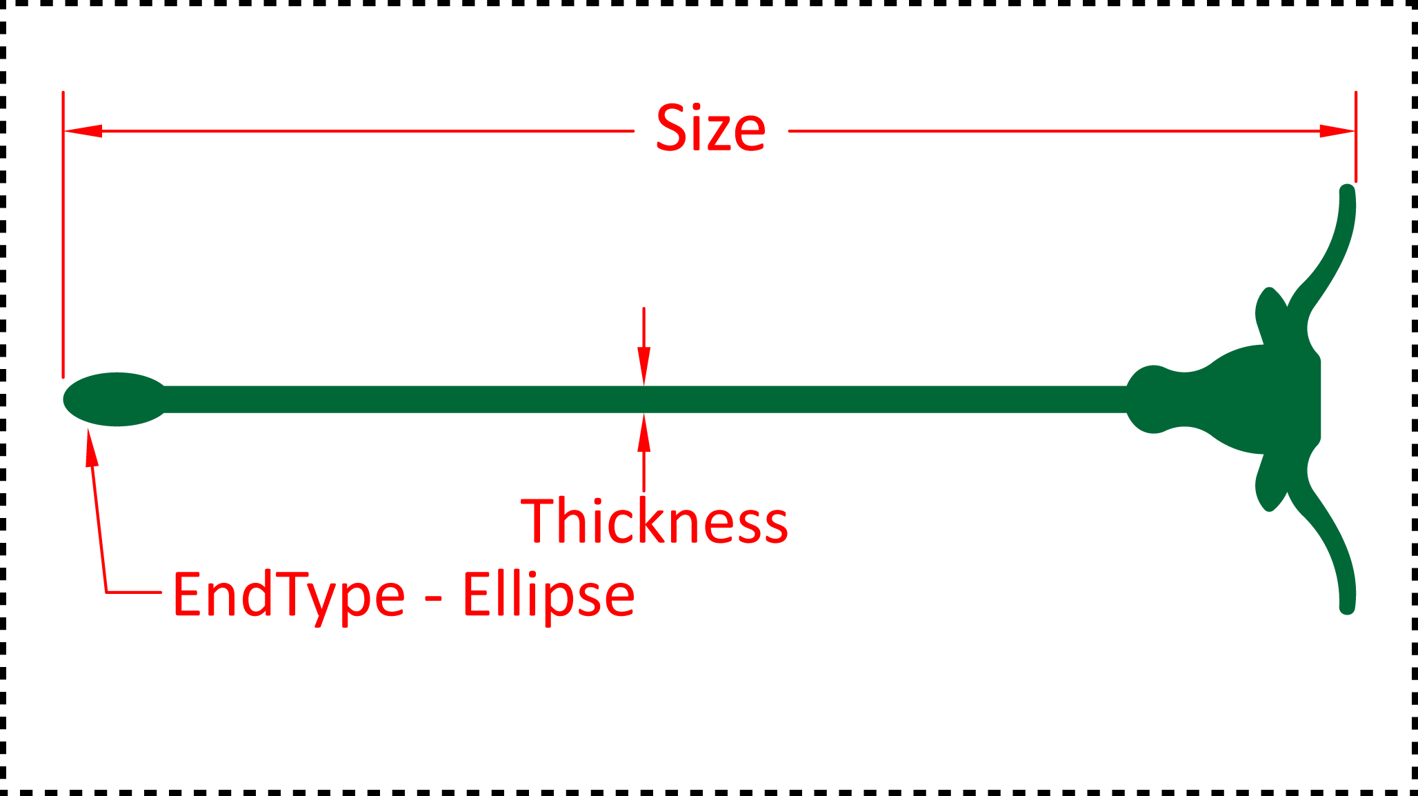 ••• LongHorn ••• You should cut these out of 1/8" acrylic. Size can be 4", 5", 6" or 7". A good value for thickness should be between 0.125" and 0.2". There are 3 different options for the EndType - Ball, Ellipse and None.