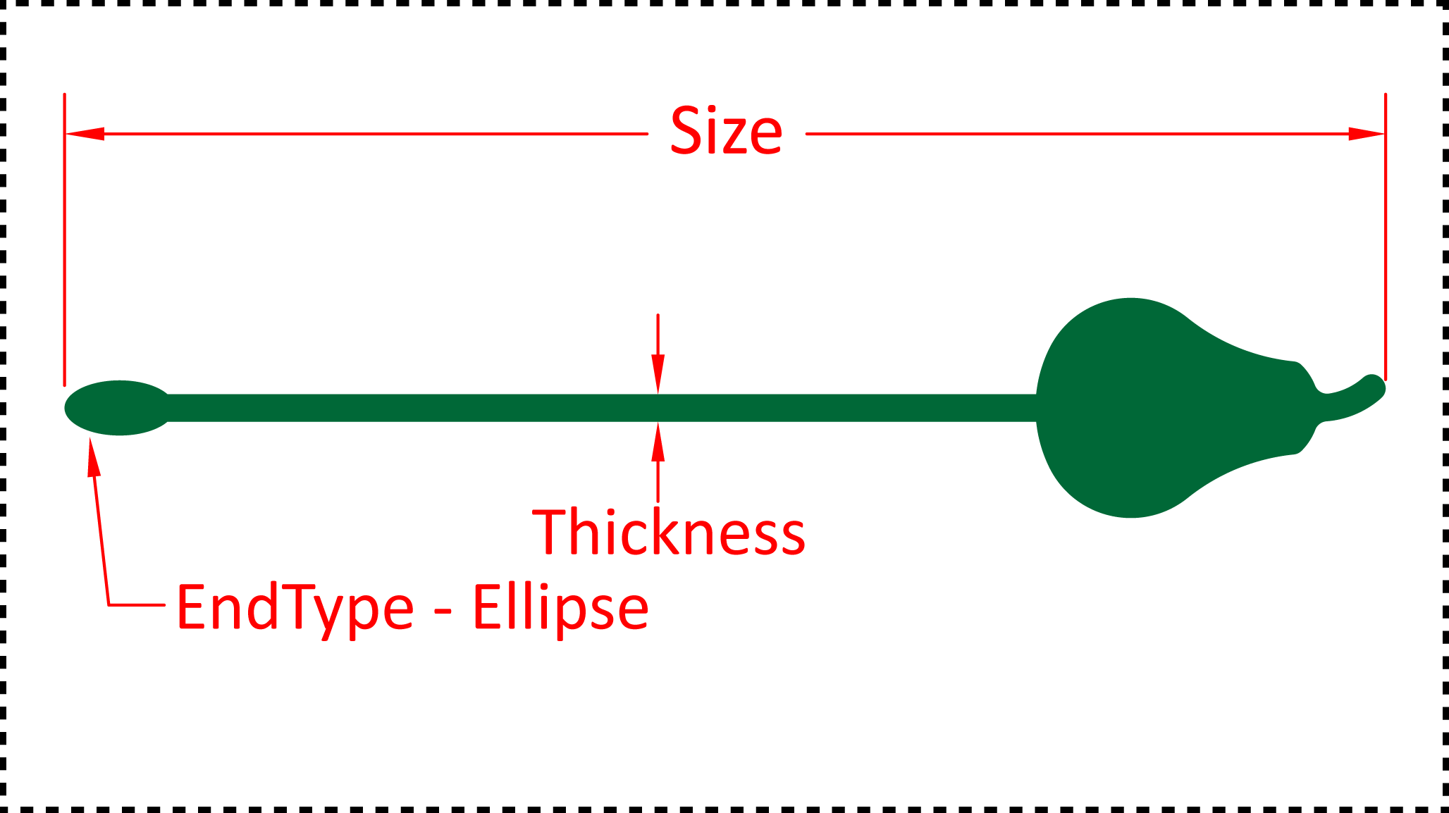 ••• Pear ••• You should cut these out of 1/8" acrylic. Size can be 4", 5", 6" or 7". A good value for thickness should be between 0.125" and 0.2". There are 3 different options for the EndType - Ball, Ellipse and None.