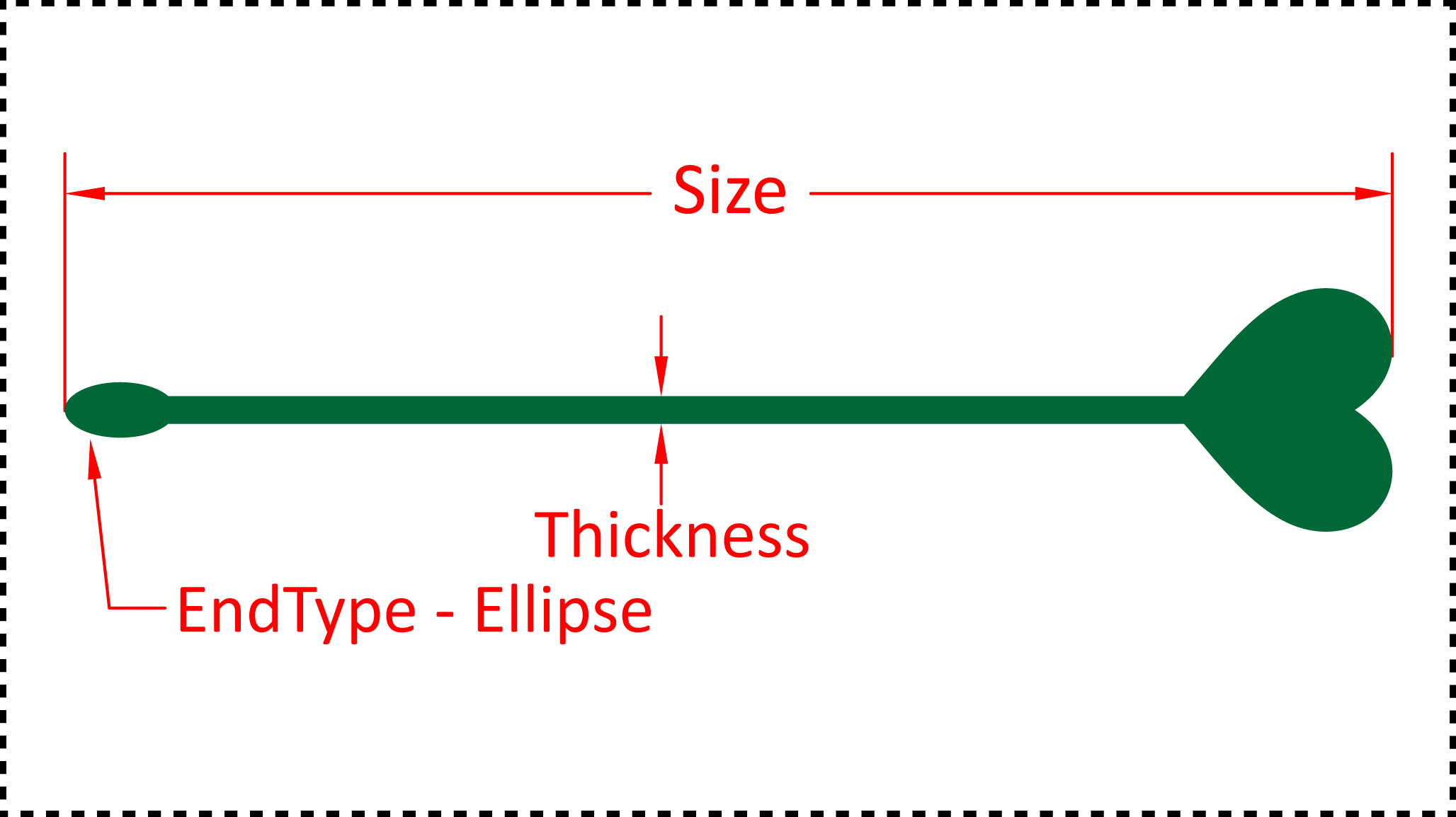 ••• Heart ••• You should cut these out of 1/8" acrylic. Size can be 4", 5", 6" or 7". A good value for thickness should be between 0.125" and 0.2". There are 3 different options for the EndType - Ball, Ellipse and None.